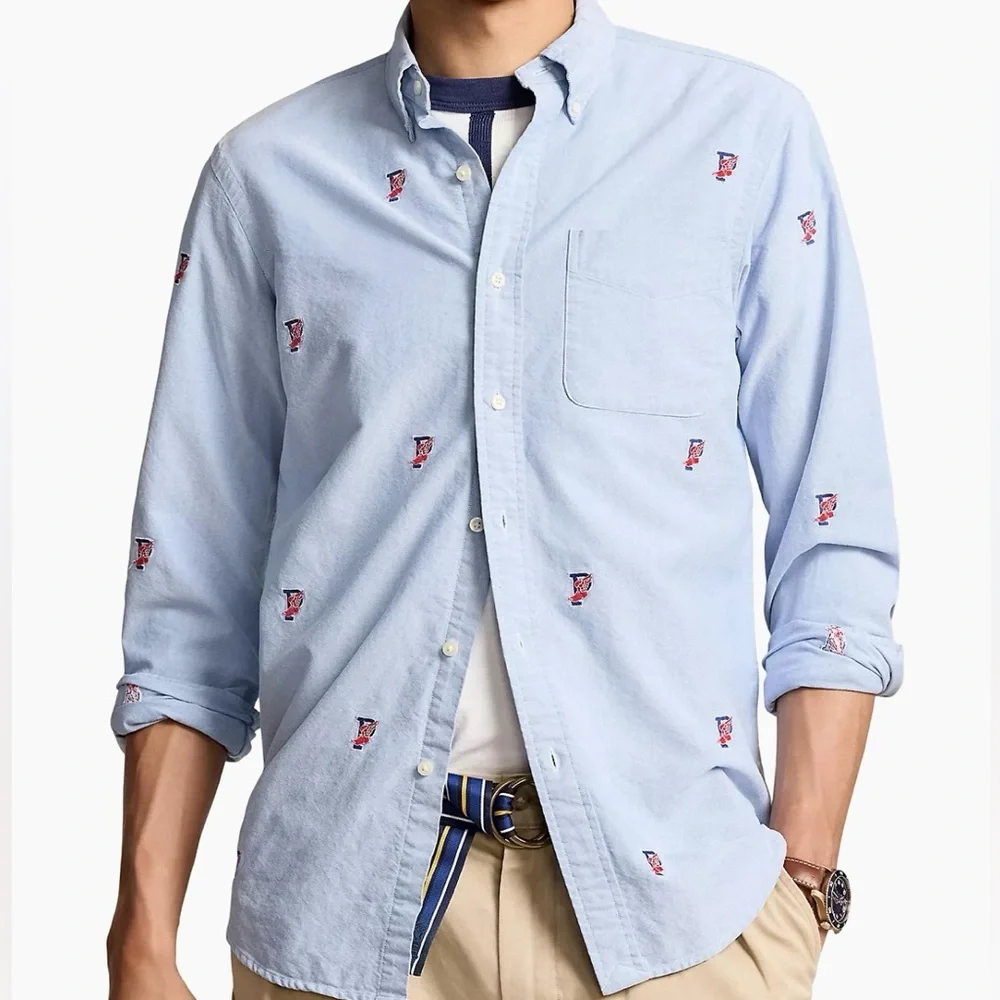 VERY RARE HARD TO FIND POLO RALPH LAUREN P-WING LOGO OXFORD SHIRT - Picture 5 of 11